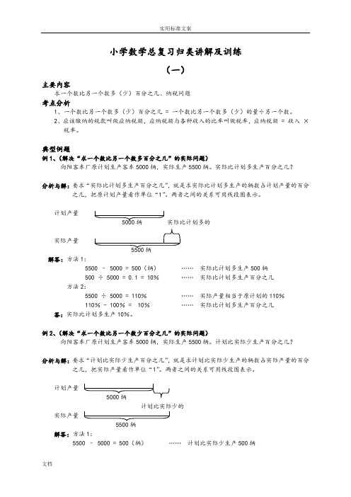 六年级数学下册百分数应用例题及练习