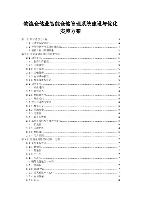 物流仓储业智能仓储管理系统建设与优化实施方案