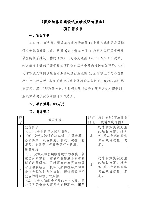 供应链体系建设试点绩效评价报告