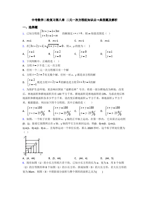 中考数学二轮复习第八章 二元一次方程组知识点-+典型题及解析