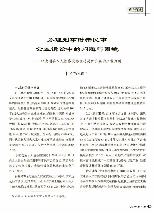 办理刑事附带民事公益诉讼中的问题与困境——以大通县人民检察院