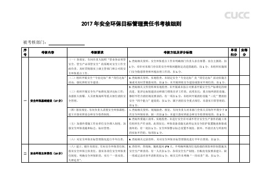 2017年安全目标责任书考核细则