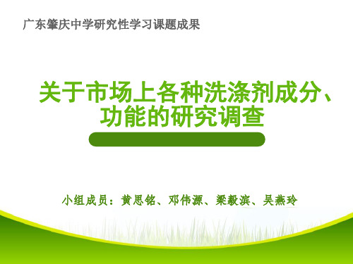 高中学生研究性学习成果展示 (250)：关于市场上各种洗涤剂成分、功能的研究调查