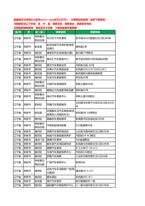 2020新版辽宁省阜新市汽车美容工商企业公司商家名录名单联系电话号码地址大全228家