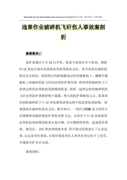 违章作业破碎机飞矸伤人事故案剖析