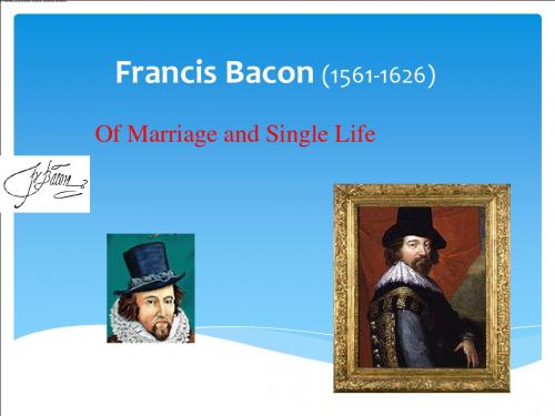 Bacon; Of Marriage and Single Life