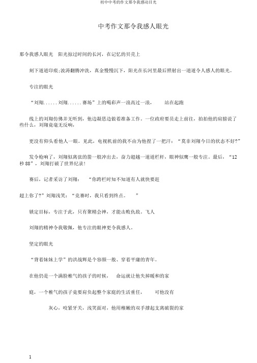 初中中考的作文那令我感动目光