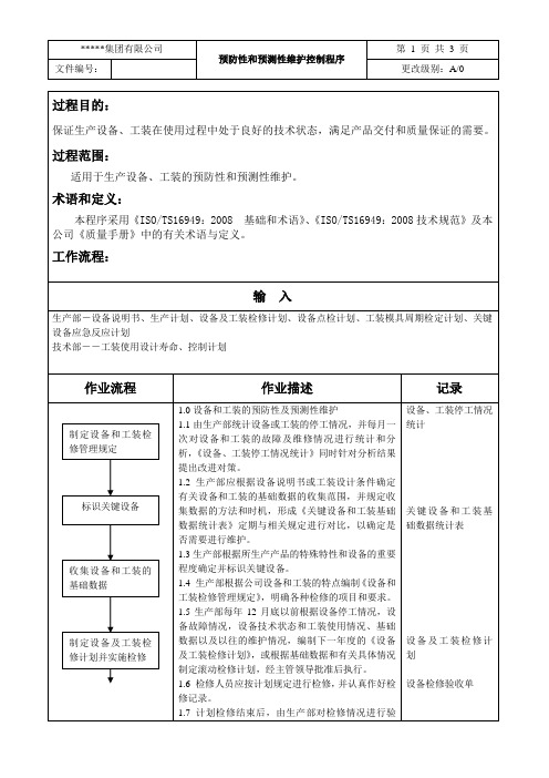 预防性和预测性维护控制程序