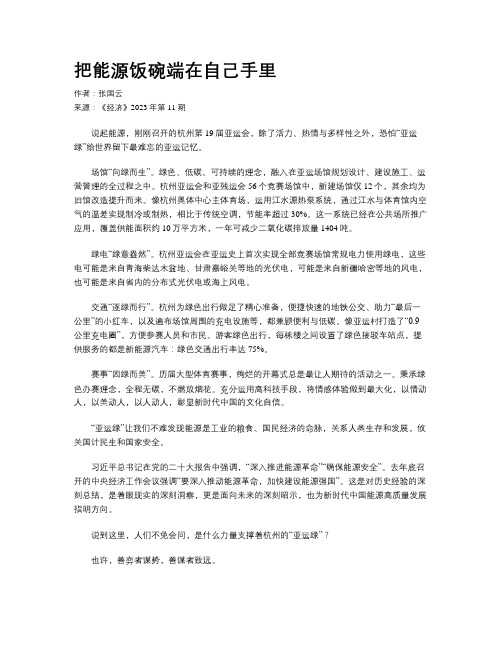 把能源饭碗端在自己手里