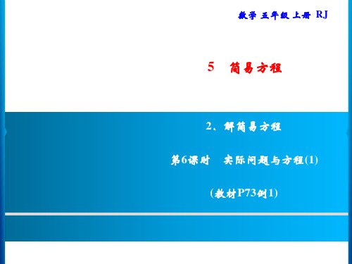 人教版五年级上册数学习题第6课时实际问题与方程