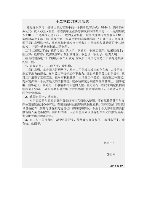 十二把砍刀学习后感