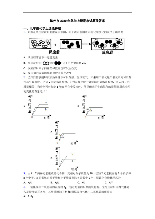 滨州市2020年化学初三化学上册期末试题及答案