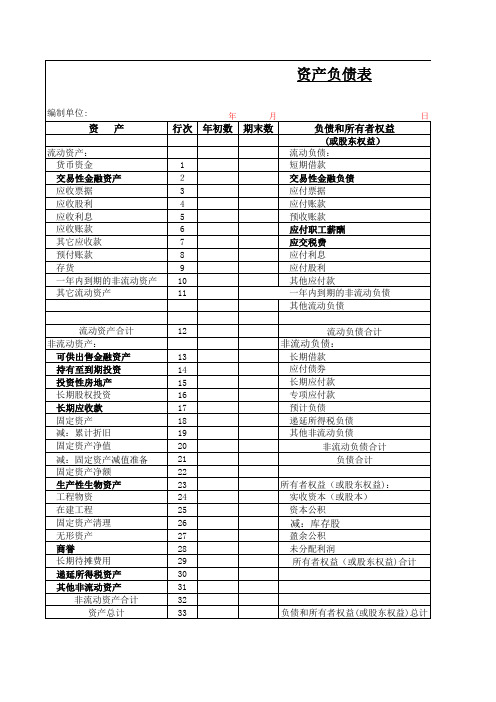 新准则资产负债表excel版格式