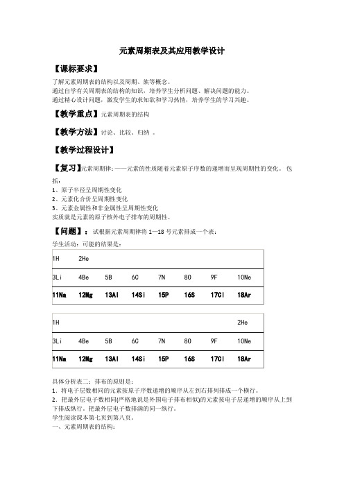 高中化学必修二教案-1.1 原子核外电子排布与元素周期律2-苏教版