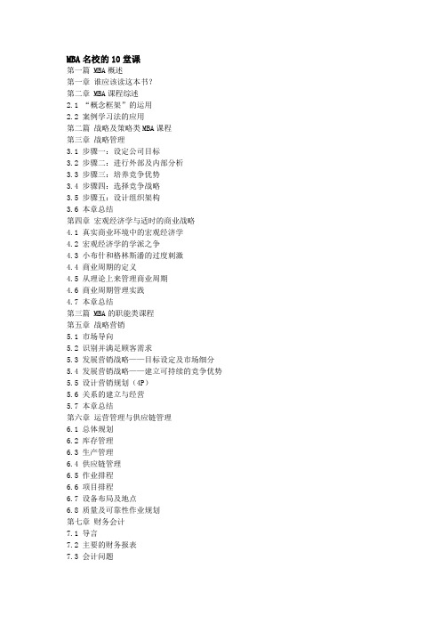 MBA名校的10堂课