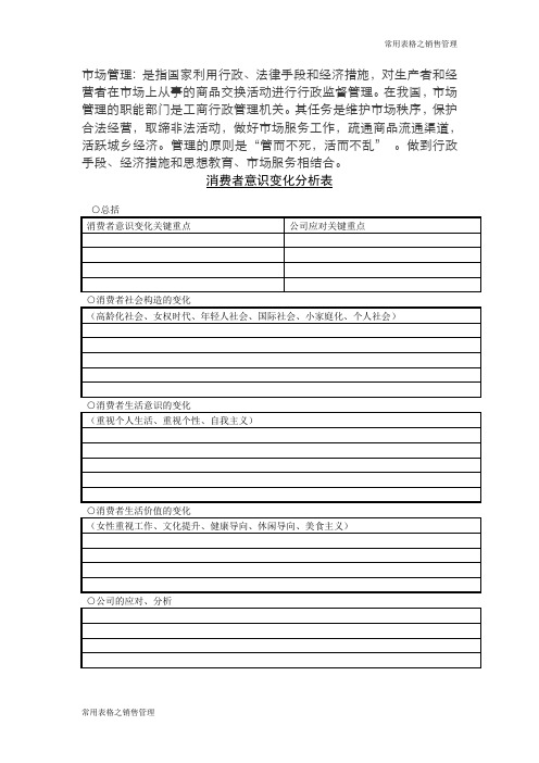 消费者意识变化分析表