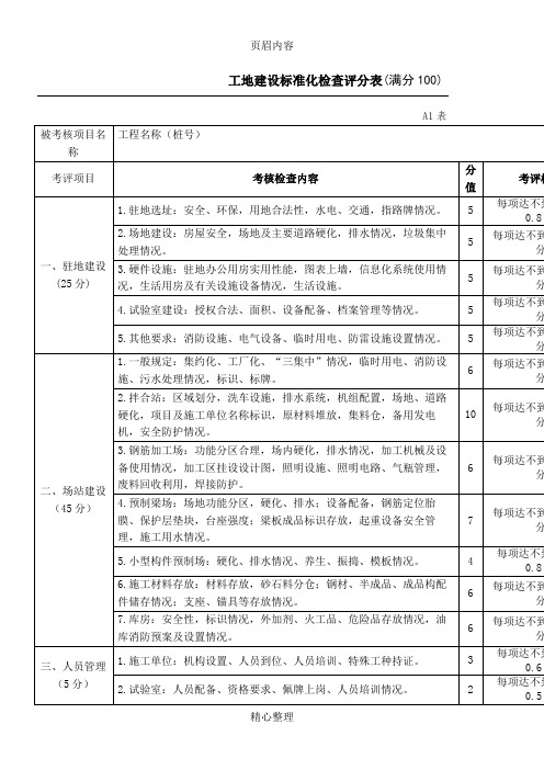 施工标准化考核表