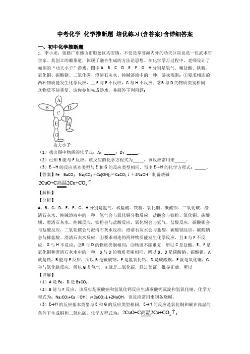 中考化学 化学推断题 培优练习(含答案)含详细答案