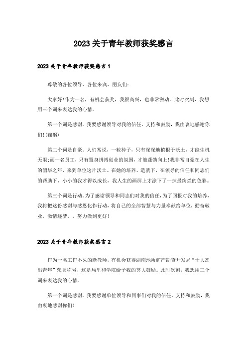 2023关于青年教师获奖感言