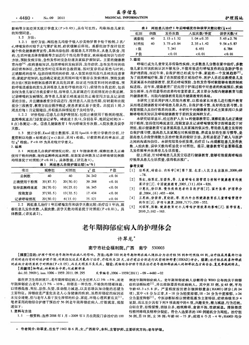 老年期抑郁症病人的护理体会