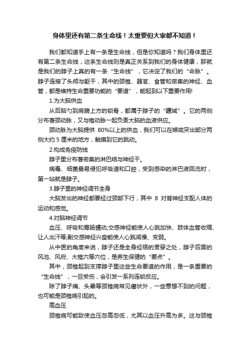 身体里还有第二条生命线！太重要但大家都不知道！