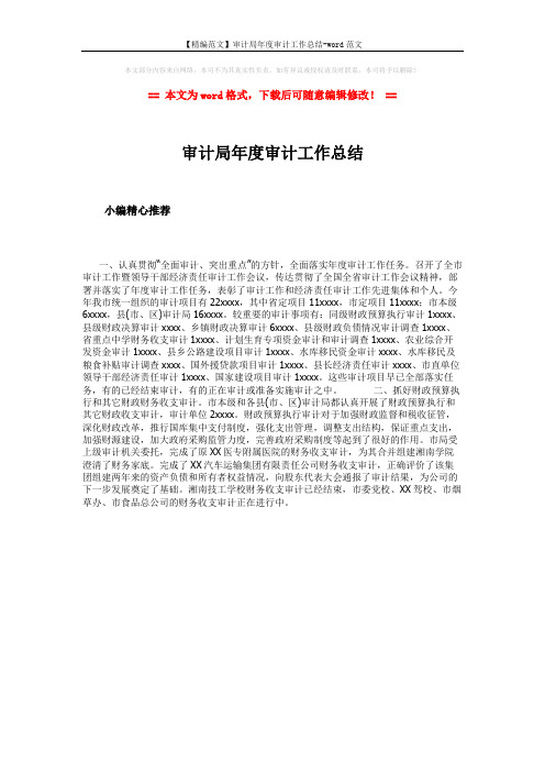 【精编范文】审计局年度审计工作总结-word范文 (1页)
