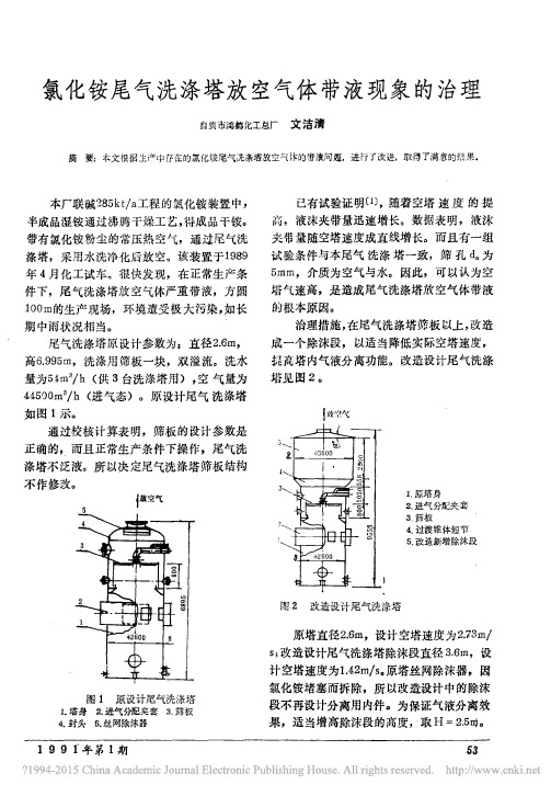 氯化铵尾气洗涤塔放空气体带液现象的治理_文洁清