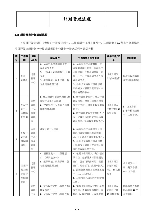 项目总控计划工作流程