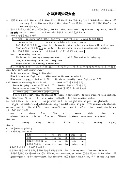 (完整版)小学英语知识大全