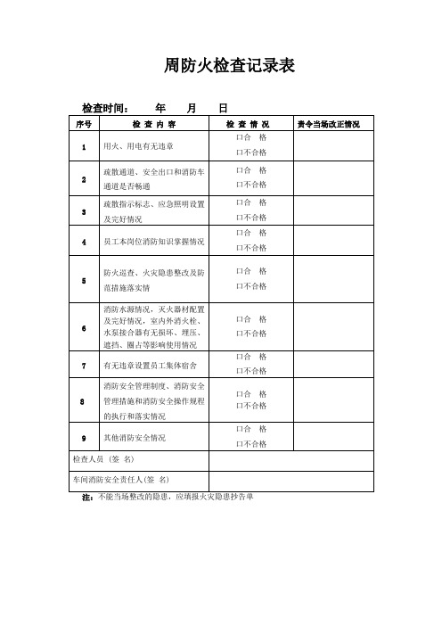 周防火检查记录表