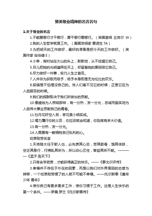 赞美敬业精神的名言名句