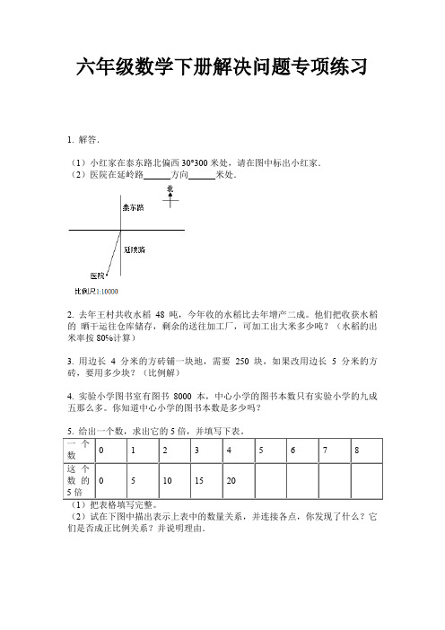 六年级数学下册解决问题专项练习