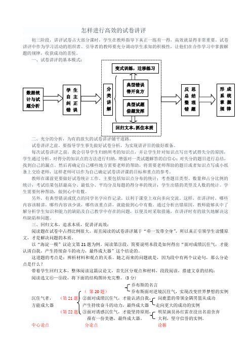 怎样让试卷讲评课上得高效