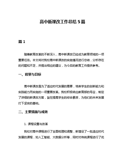 高中新课改工作总结5篇