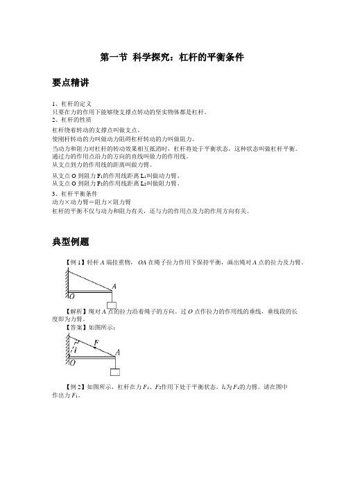 初中物理备课参考 科学探究：杠杆的平衡条件