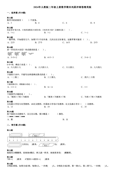 2024年人教版二年级上册数学期末巩固冲刺卷精英版