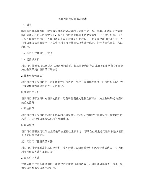 项目可行性研究报告综述