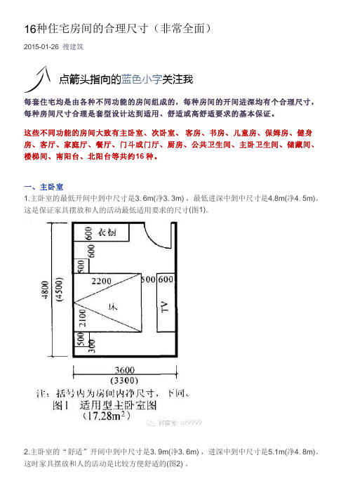 图解住宅房间常用尺寸