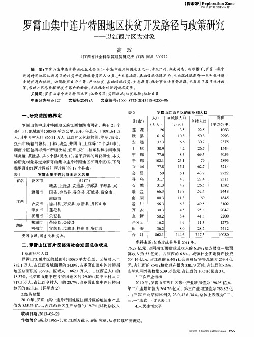 罗霄山集中连片特困地区扶贫开发路径与政策研究——以江西片区为对象