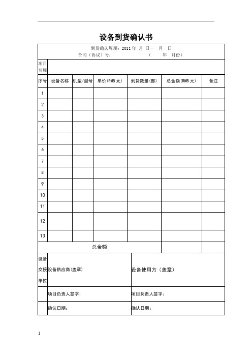 到货确认书、验收报告模板