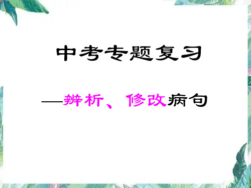 中考语文专题复习  辨析、修改病句 优质课件