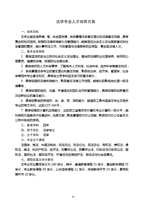 法学专业人才培养方案 (2)