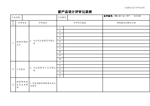 (完整版)设计评审记录表