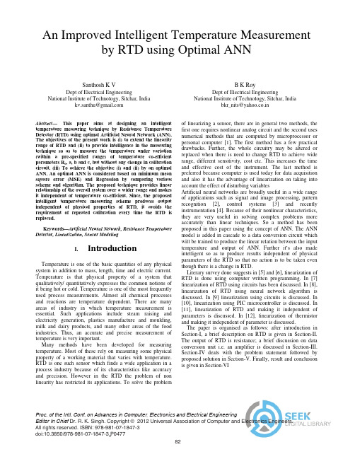 An Improved Intelligent Temperature Measurement by RTD using Optimal ANN