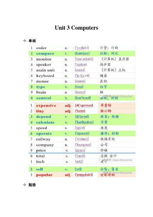 沪教牛津版初二英语上册第三单元Unit3 Computers知识点总结单词短语习题教案