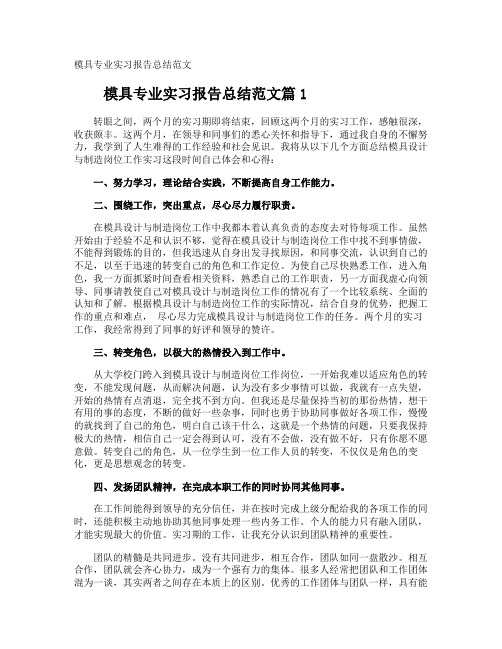 模具专业实习报告总结