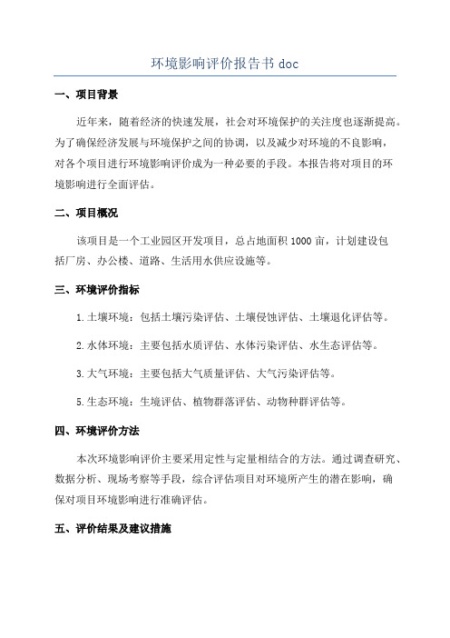 环境影响评价报告书doc