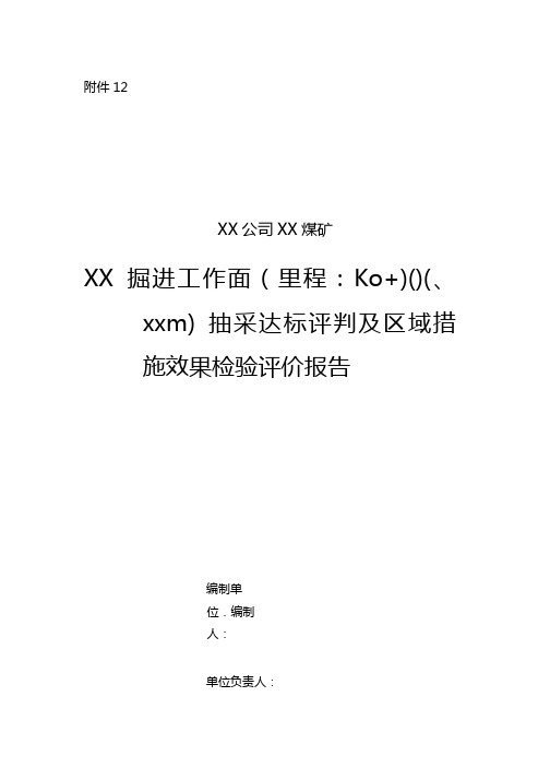 煤巷掘进工作面抽采达标评判及区域措施效果检验报告编制指南