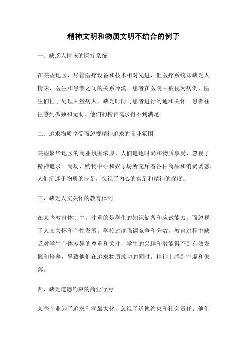 精神文明和物质文明不结合的例子