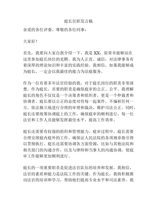 庭长任职发言稿